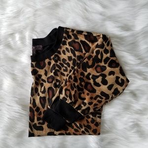 Animal Print & Lace Detail Blouse